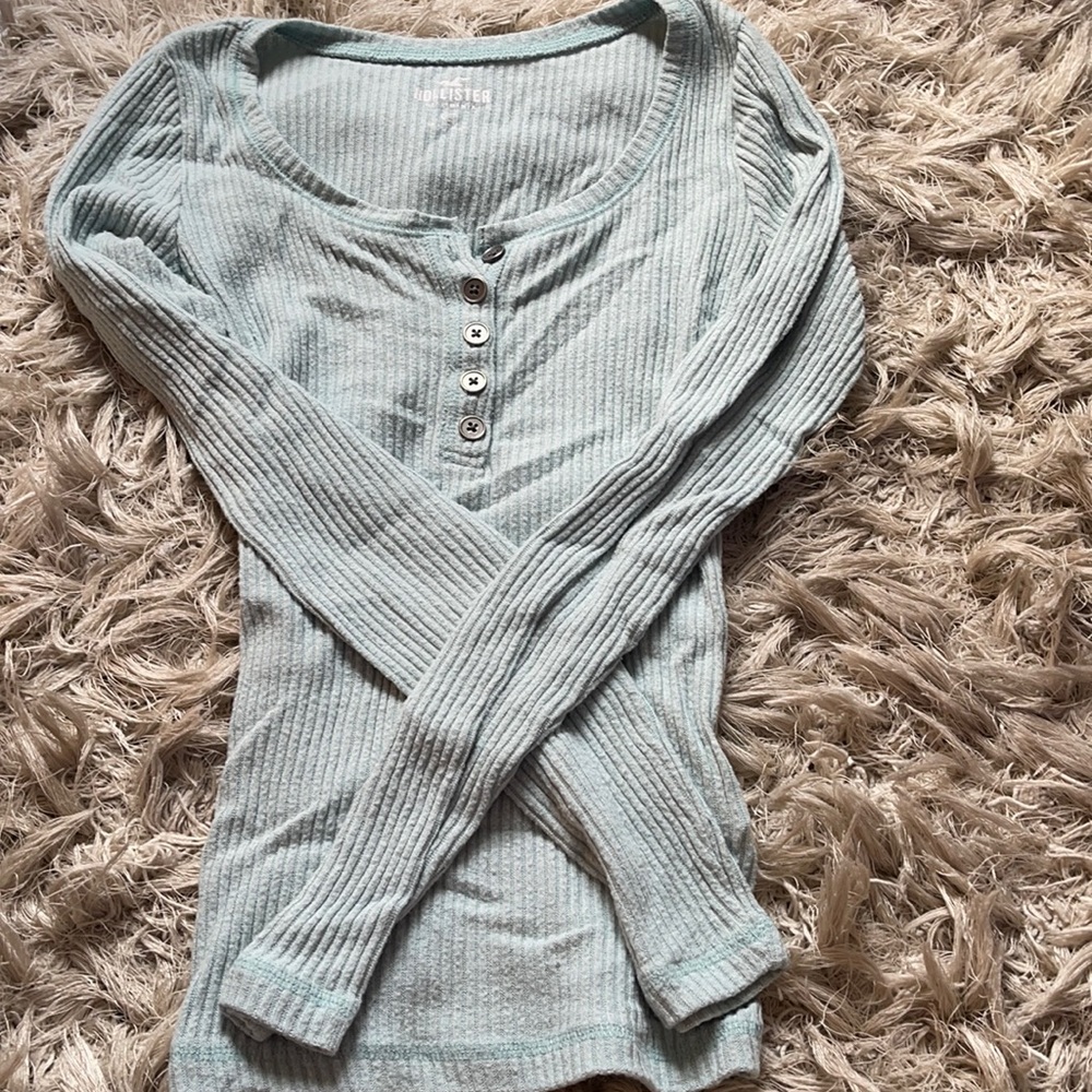blue, rubbed, hollister long sleeve